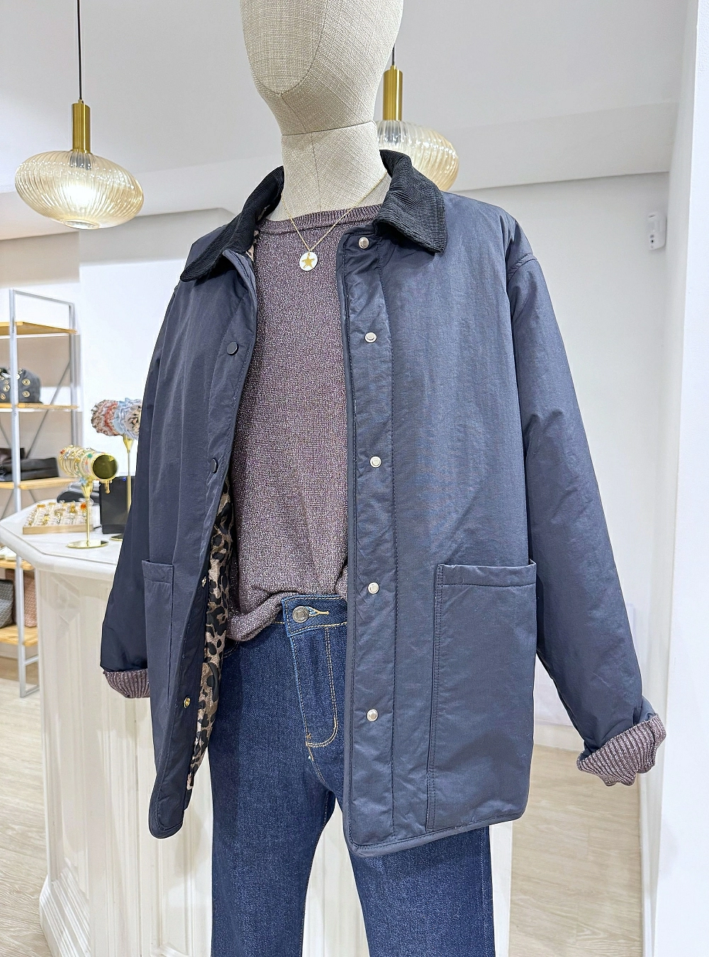 Abrigo cuello pana int print