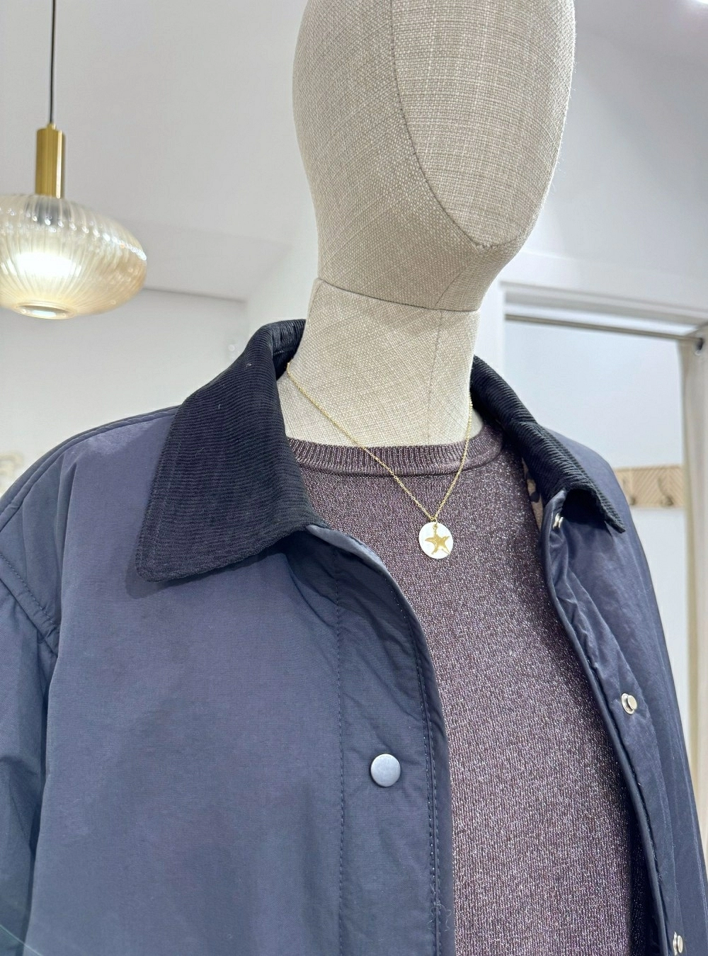 Abrigo cuello pana int print