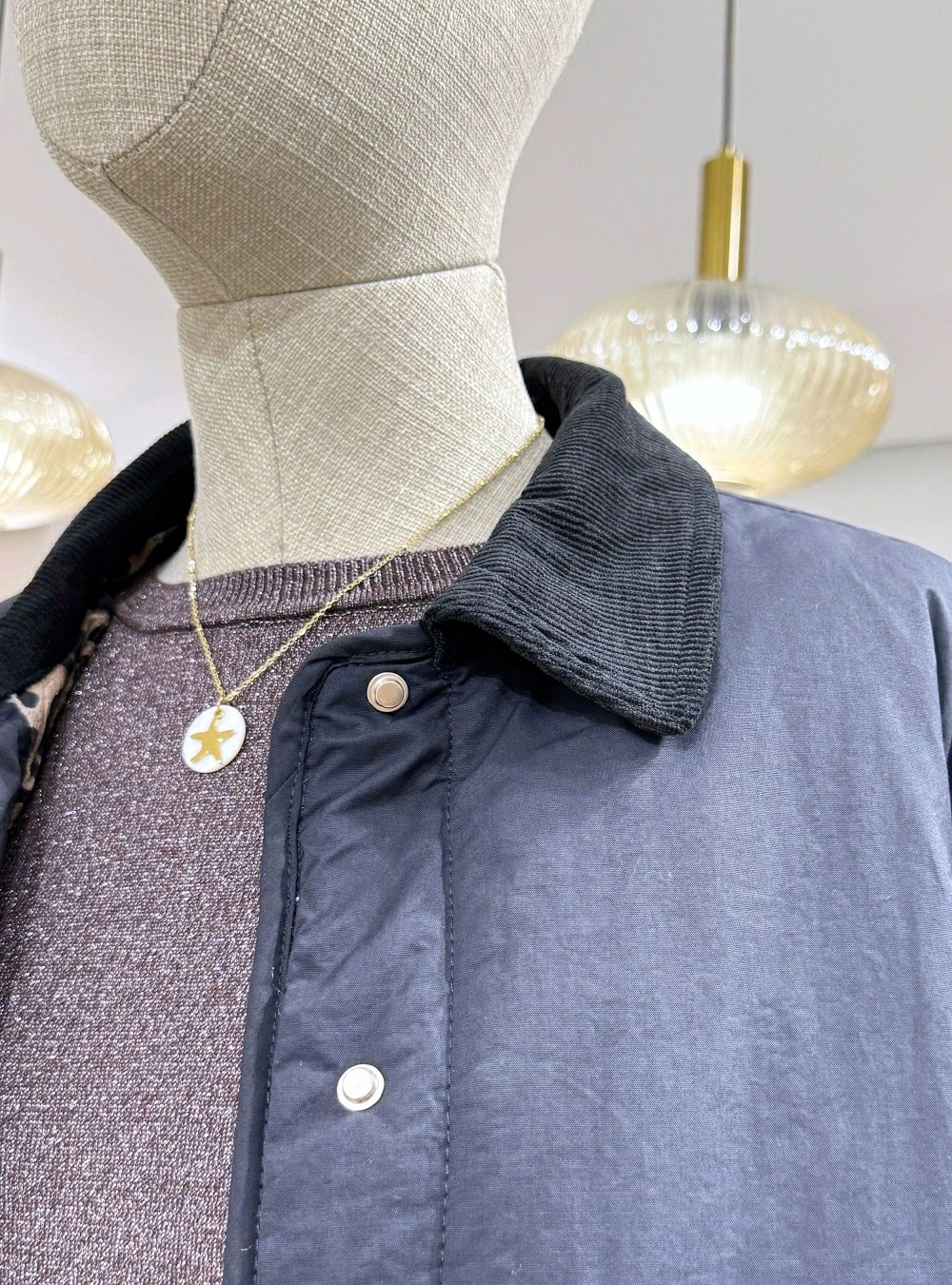 Abrigo cuello pana int print