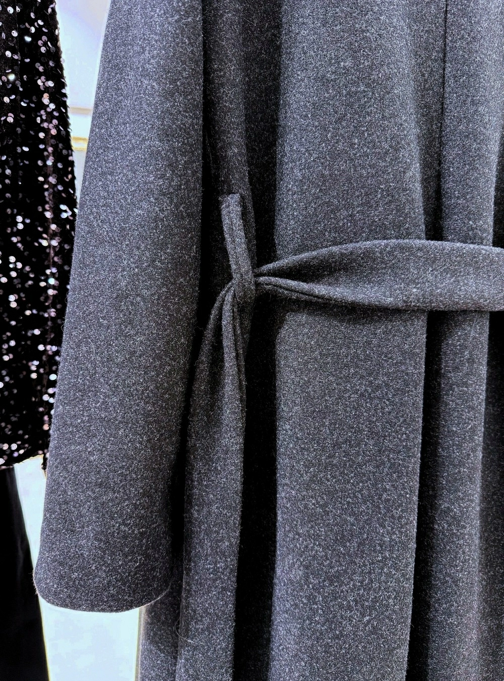 Abrigo largo jaspeado cinturon Abrigo largo jaspeado cinturon