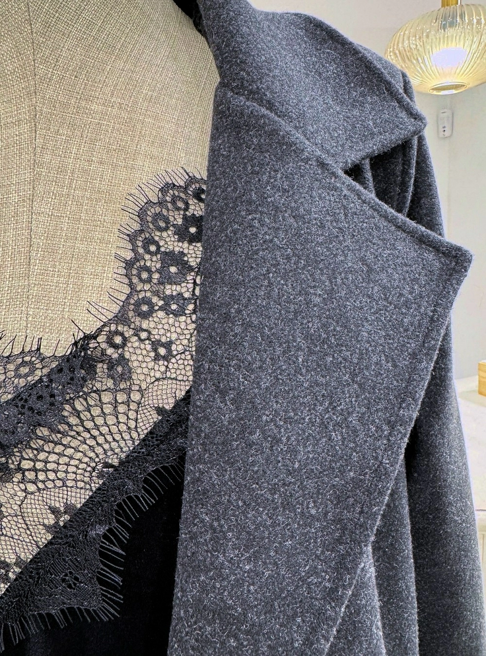 Abrigo largo jaspeado cinturon Abrigo largo jaspeado cinturon