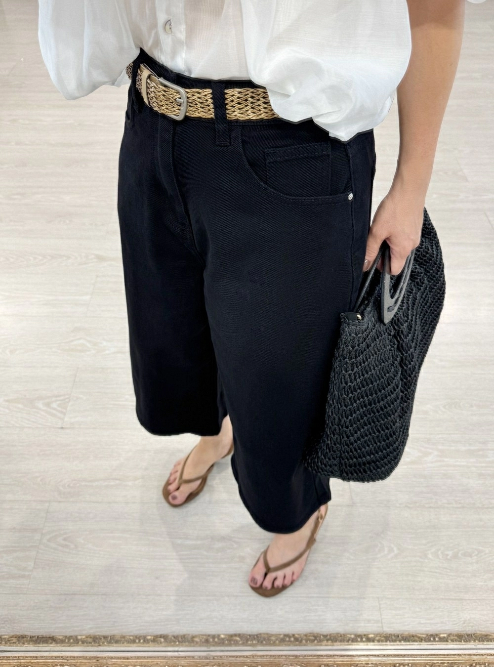 Bermuda denim cinturon