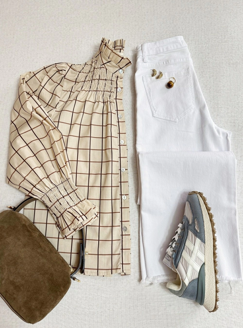 Blusa cuadros cuello elástico