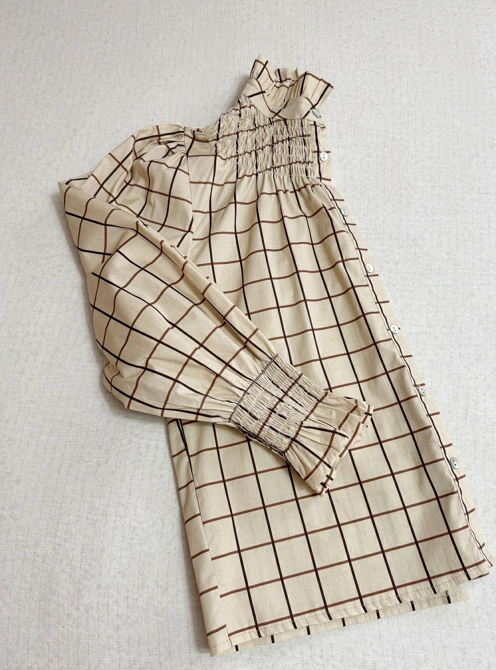 Blusa cuadros cuello elástico