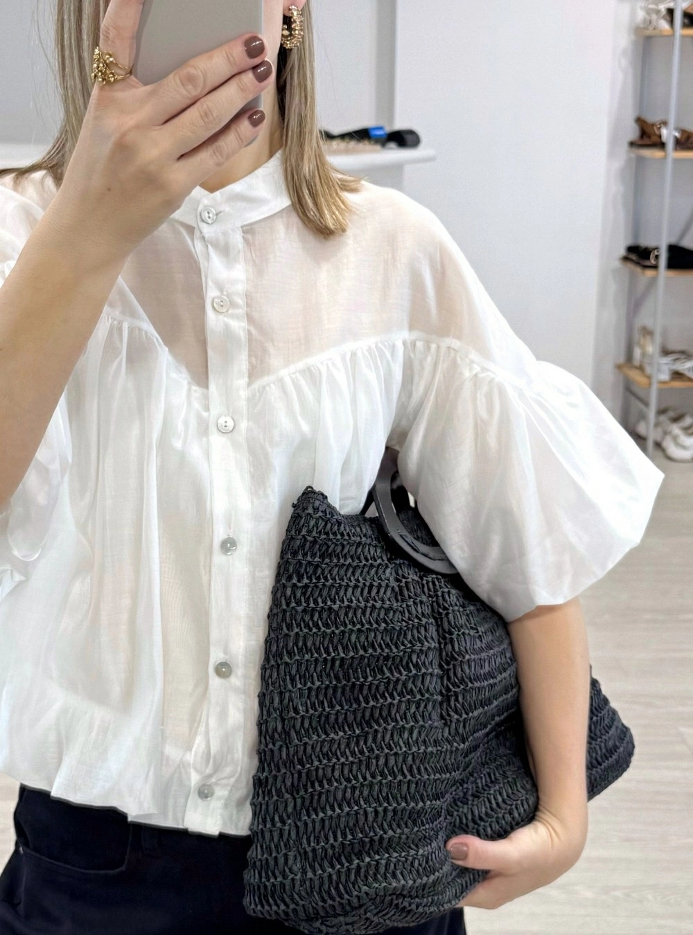 Blusa mangas y bajo abullonado