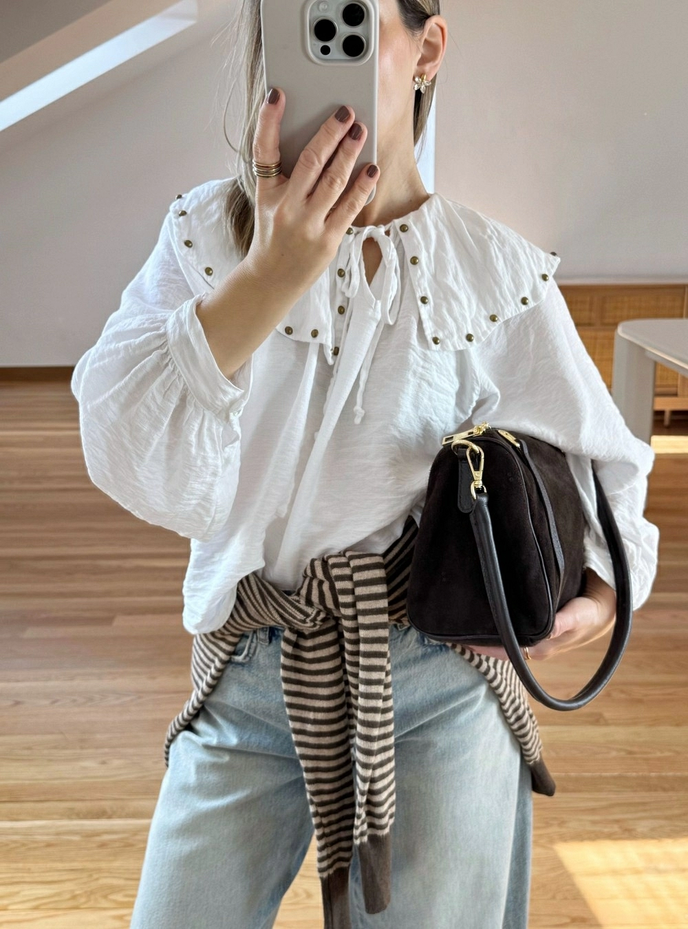 Blusa ml cuello bebe con tachas Blusa ml cuello bebe con tachas