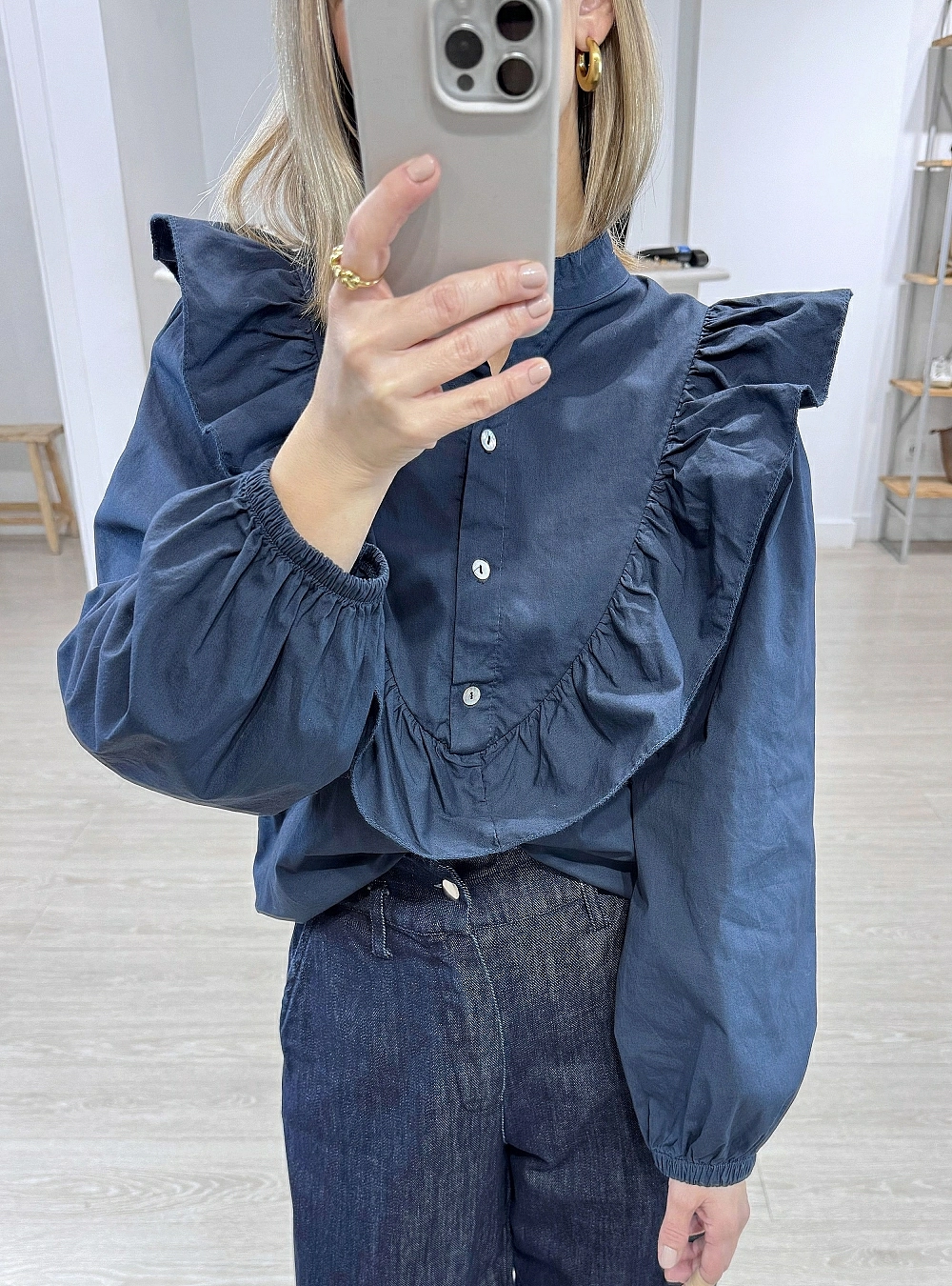 Blusa ml volantes hombros