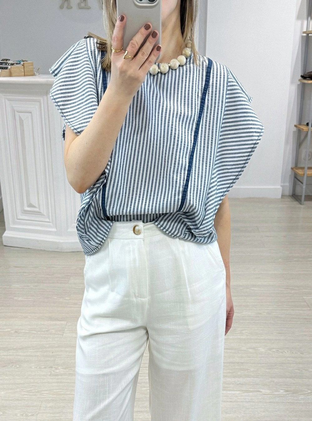 Blusa SM rayas y volantes Blusa SM rayas y volantes
