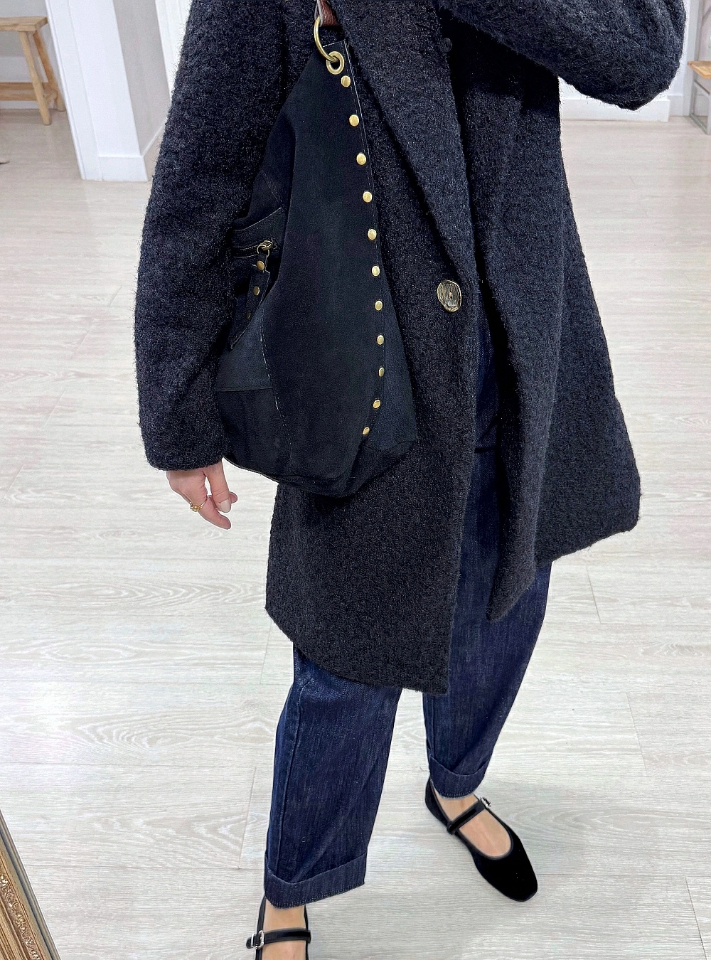 Bolso ante tachas bolsillo ext