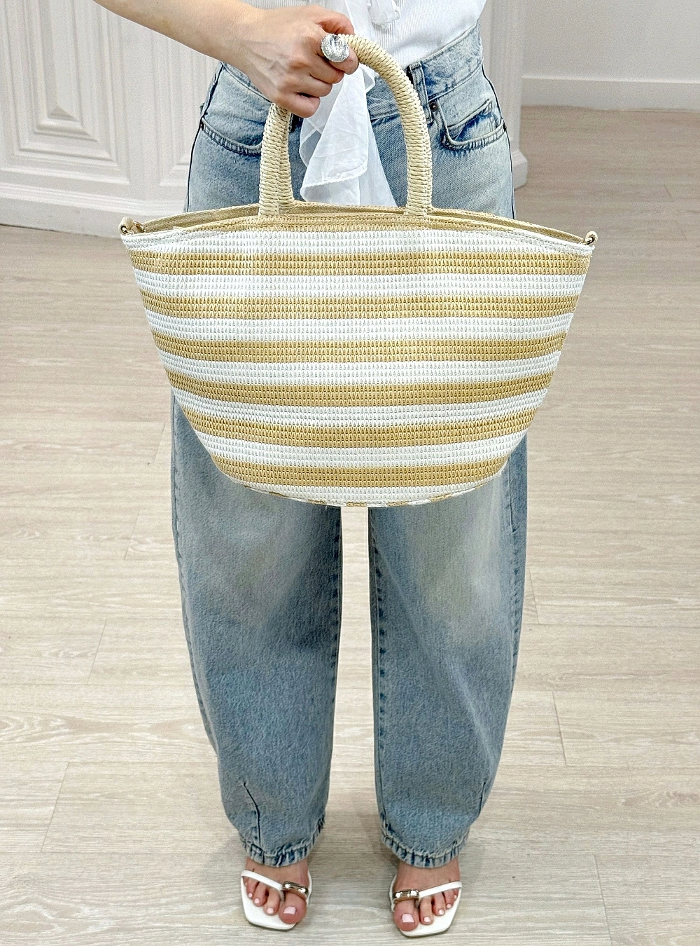 Bolso asas tejido rayas