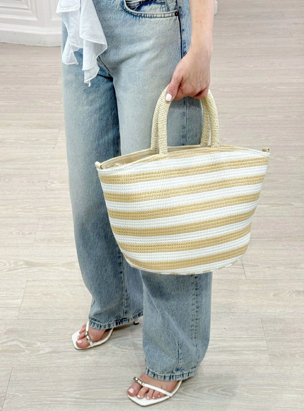 Bolso asas tejido rayas