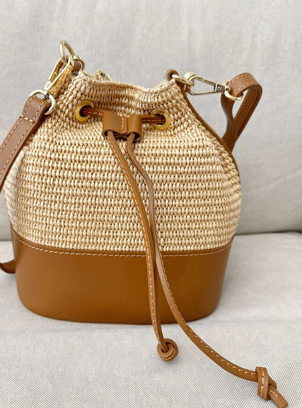Bolso de rafia y piel Bolso de rafia y piel