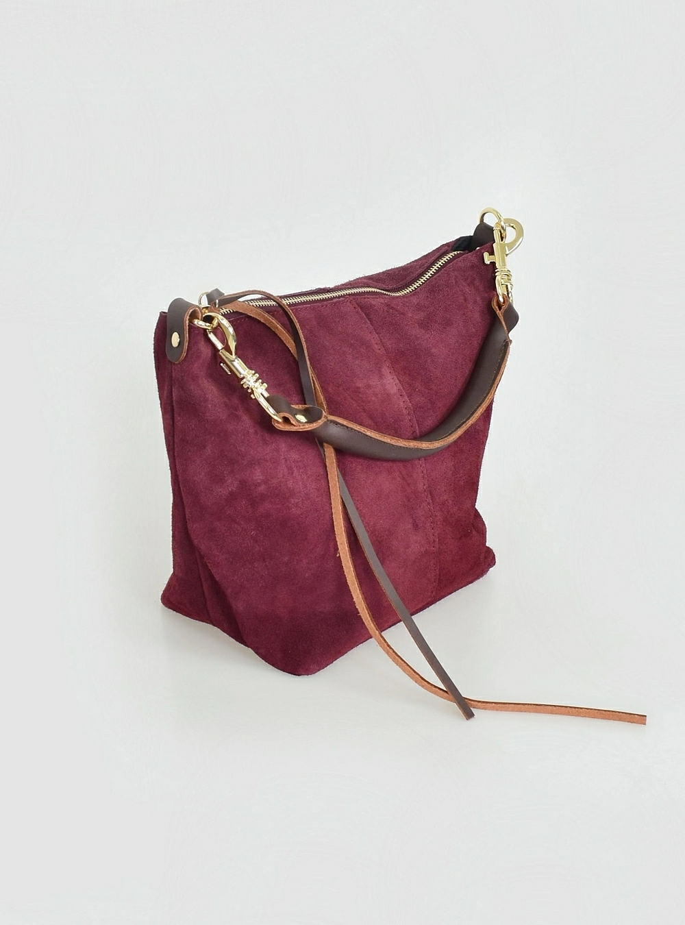 Bolso piel ante asa corta