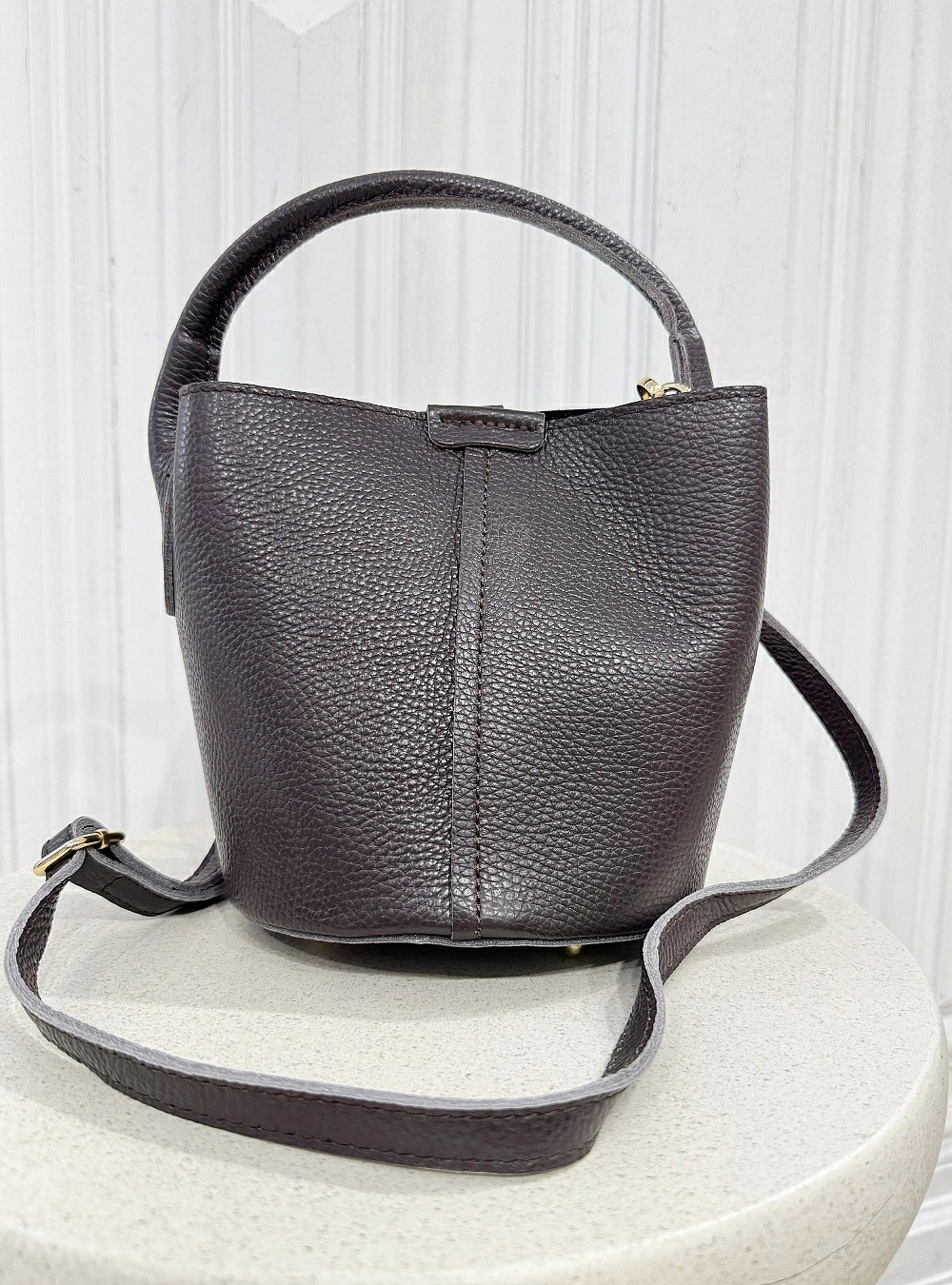 Bolso piel bombonera asa