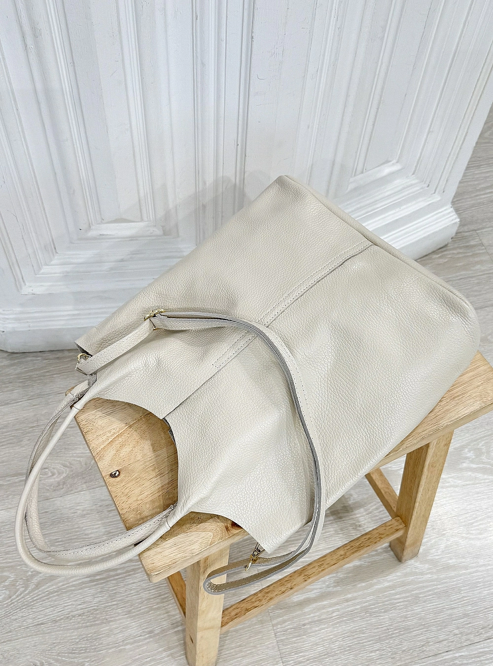 Bolso piel tote costura