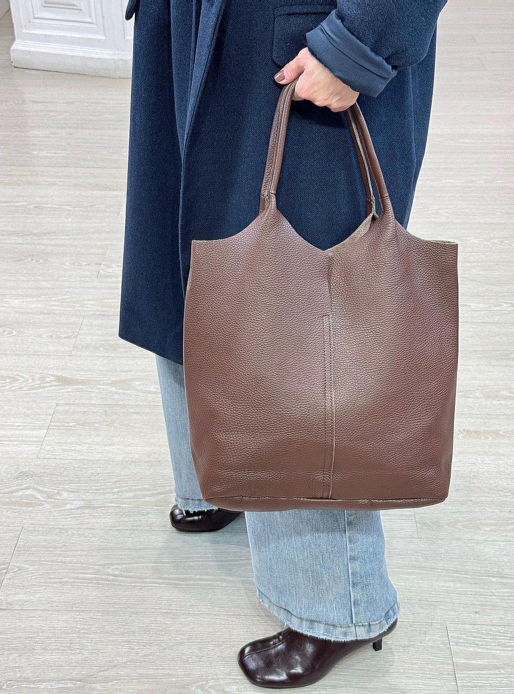 Bolso piel tote costura Bolso piel tote costura