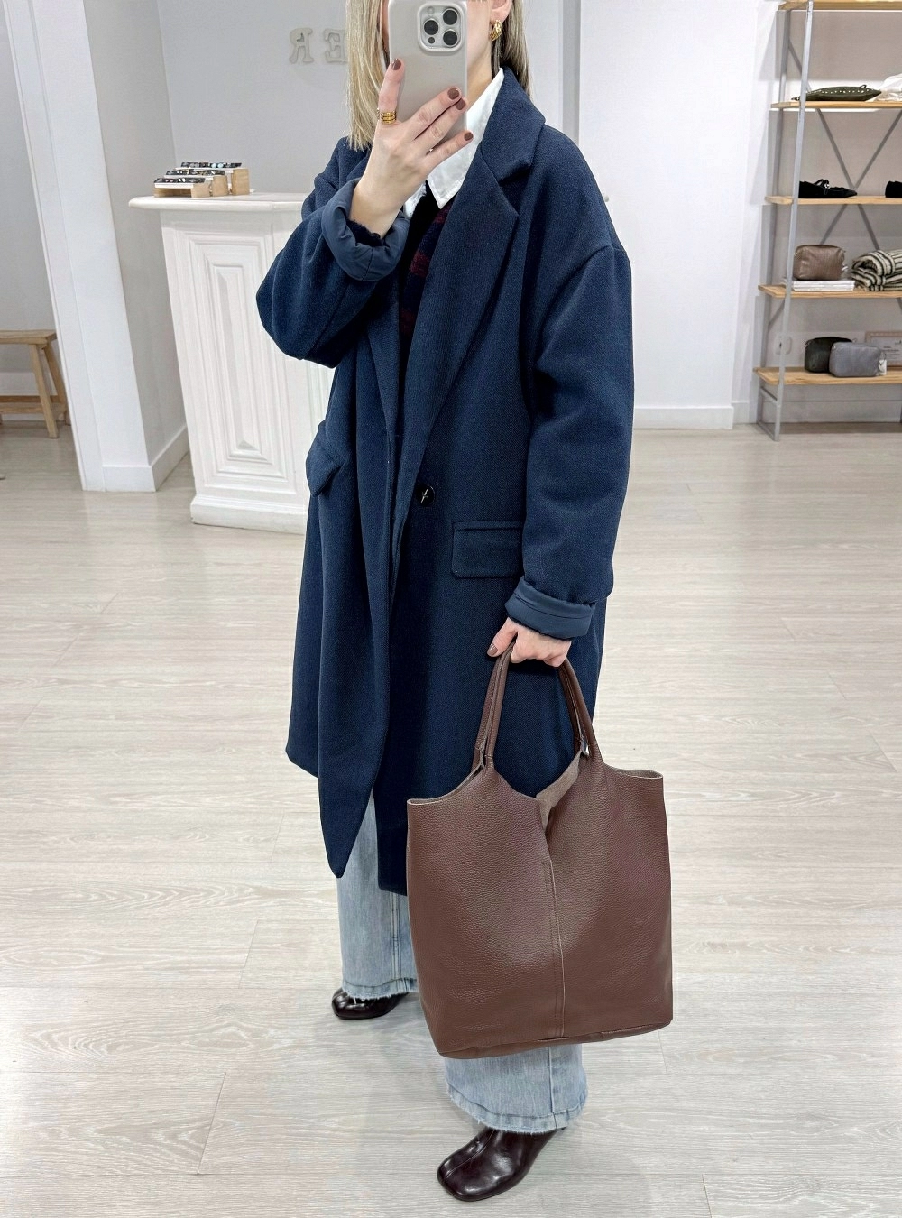 Bolso piel tote costura Bolso piel tote costura