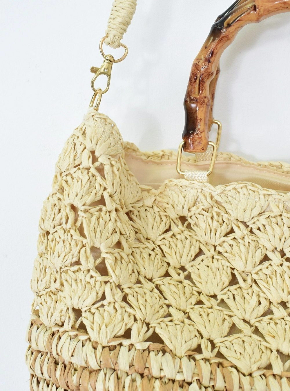 Bolso rafia asa  bambu