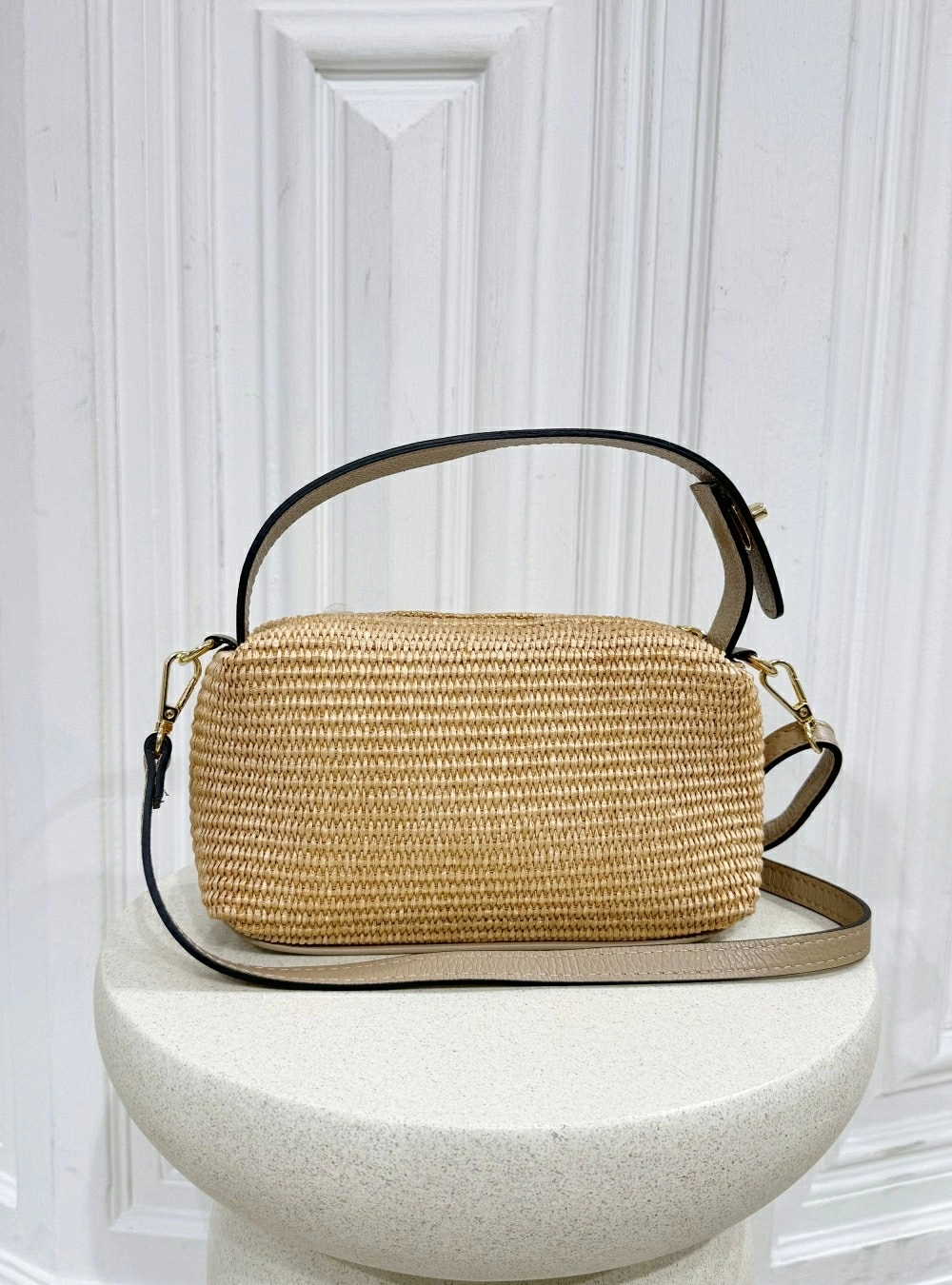 Bolso rafia asa piel Bolso rafia asa piel