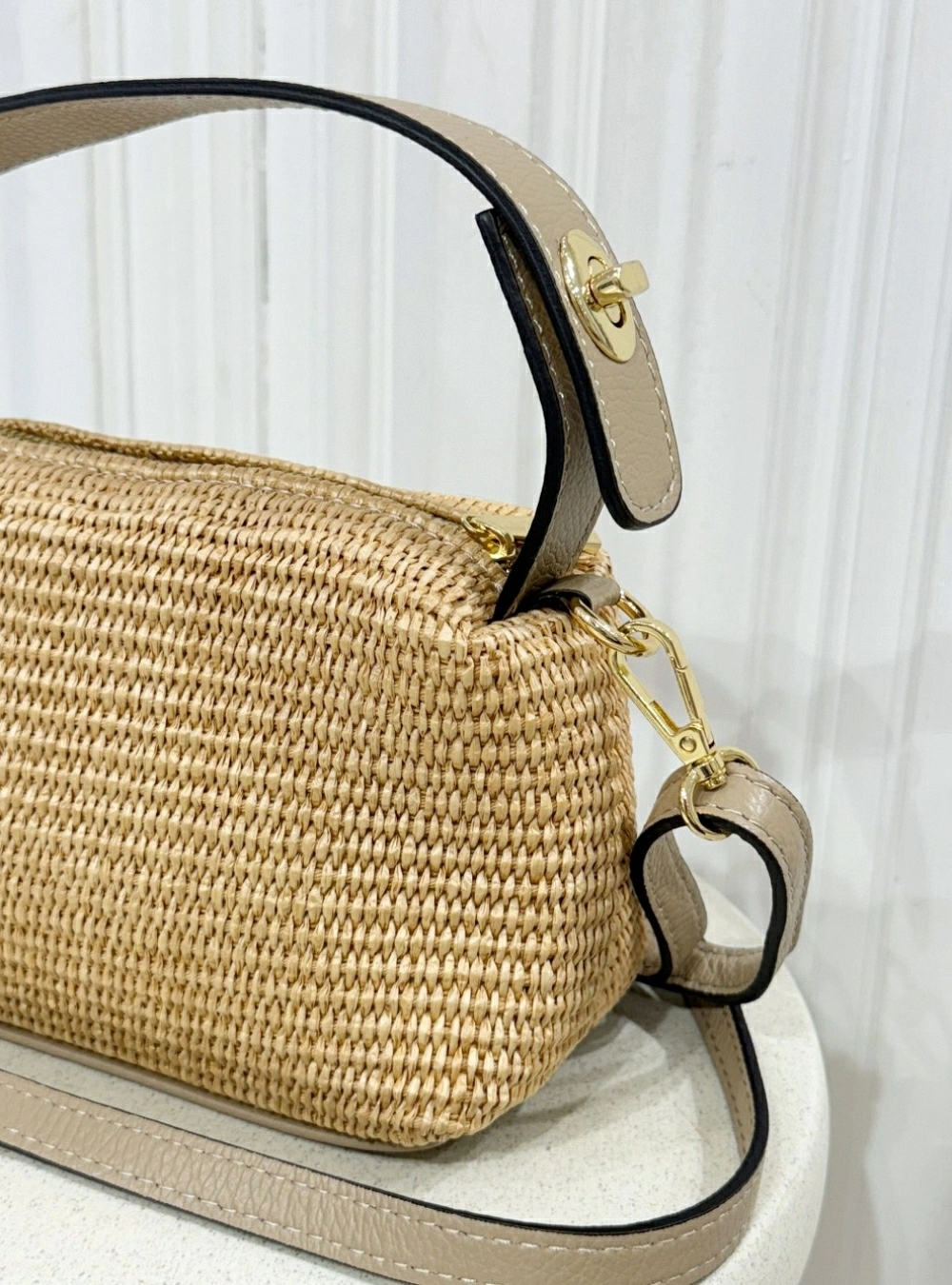 Bolso rafia asa piel Bolso rafia asa piel