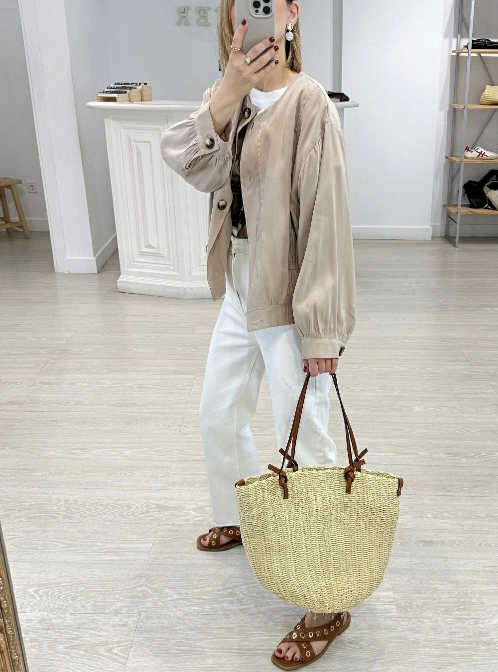 Bolso rafia y correas