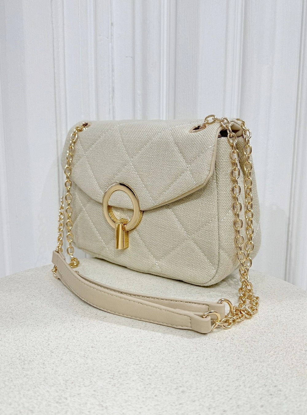 Bolso tejido rombos cierre O