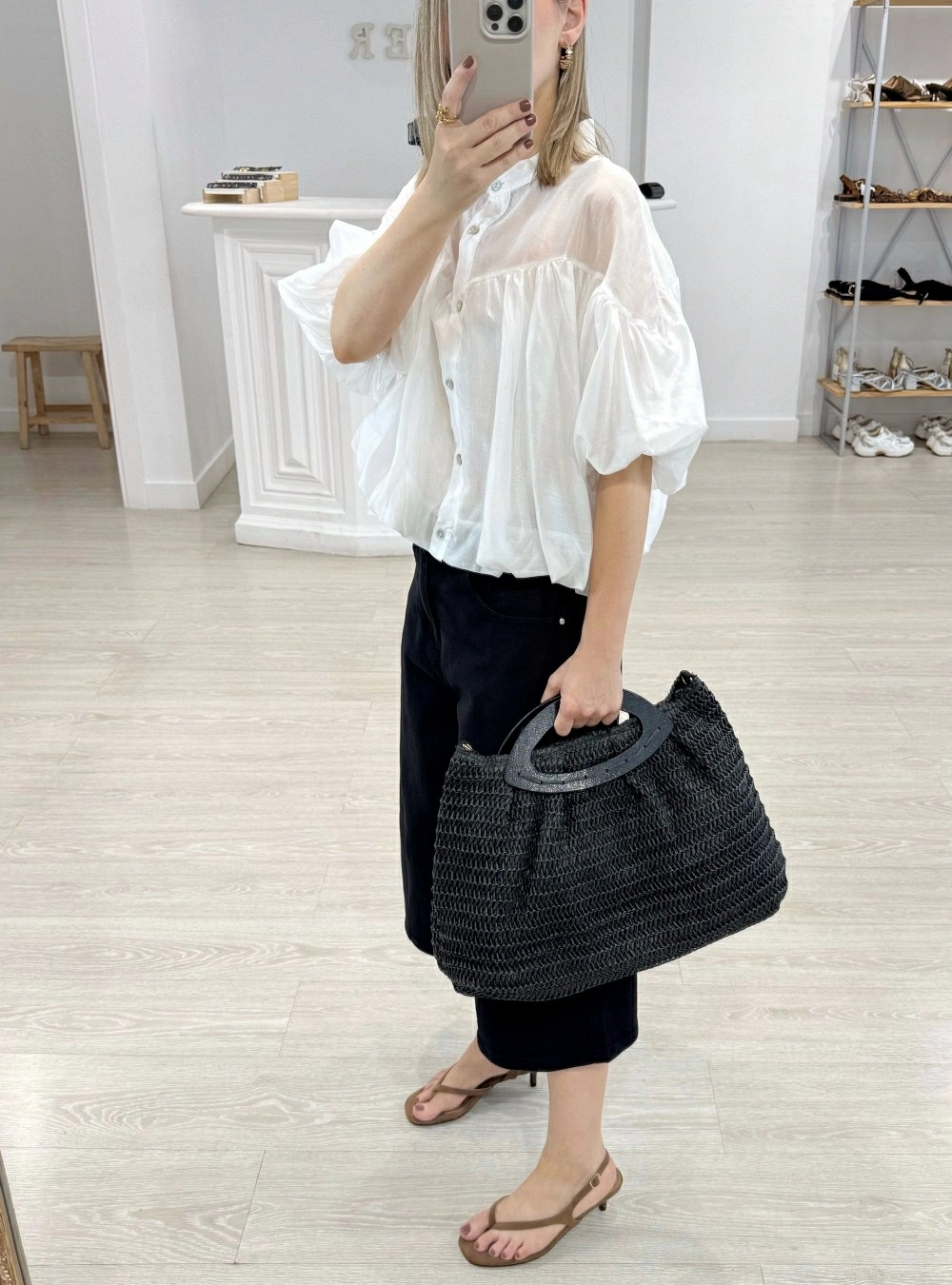 Bolso tote asa madera