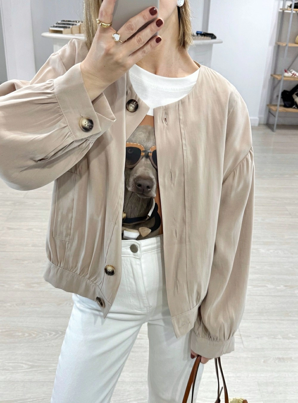 Bomber lisa con botones