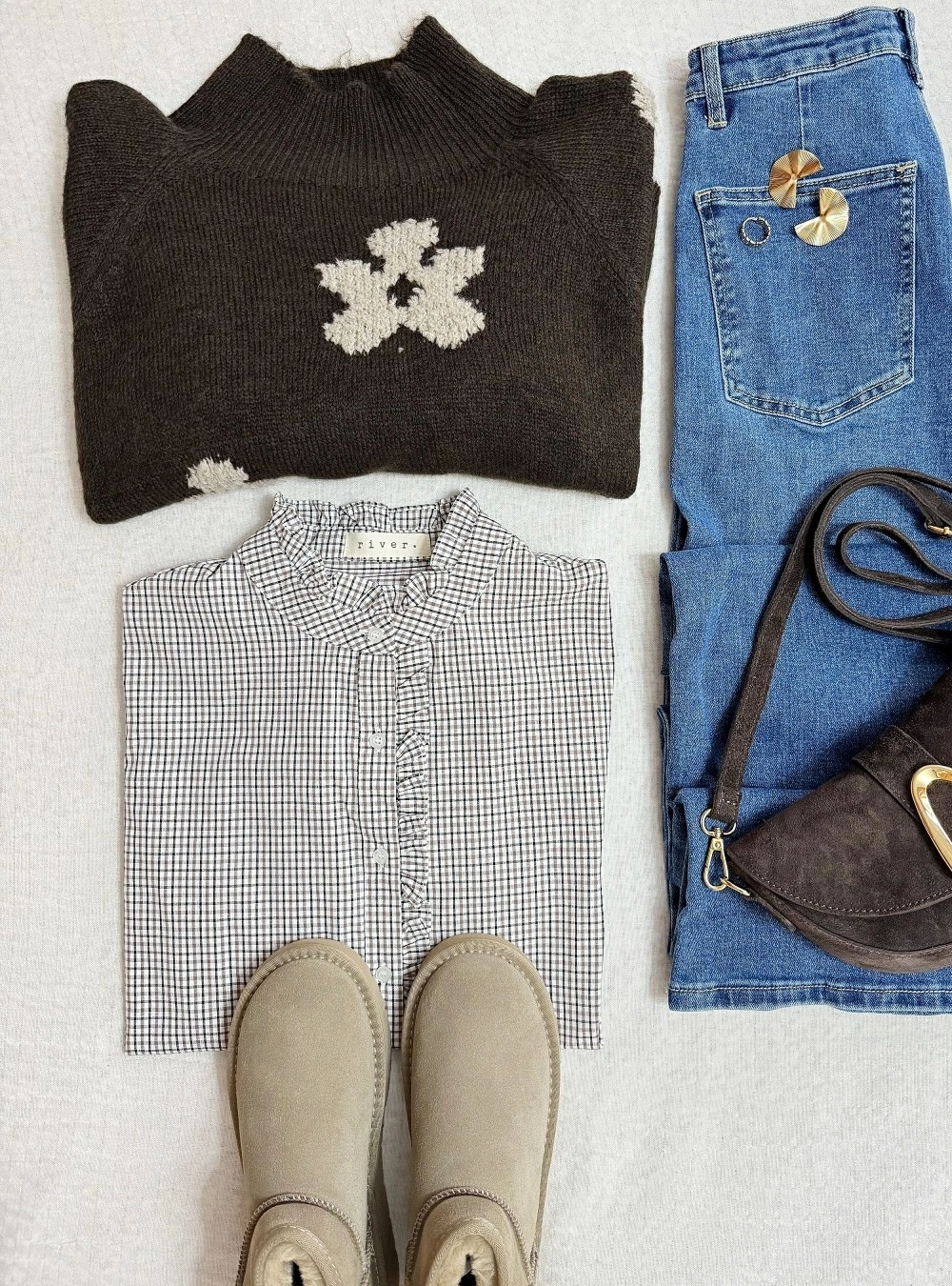 Camisa cuadros bordes romanticos Camisa cuadros bordes romanticos