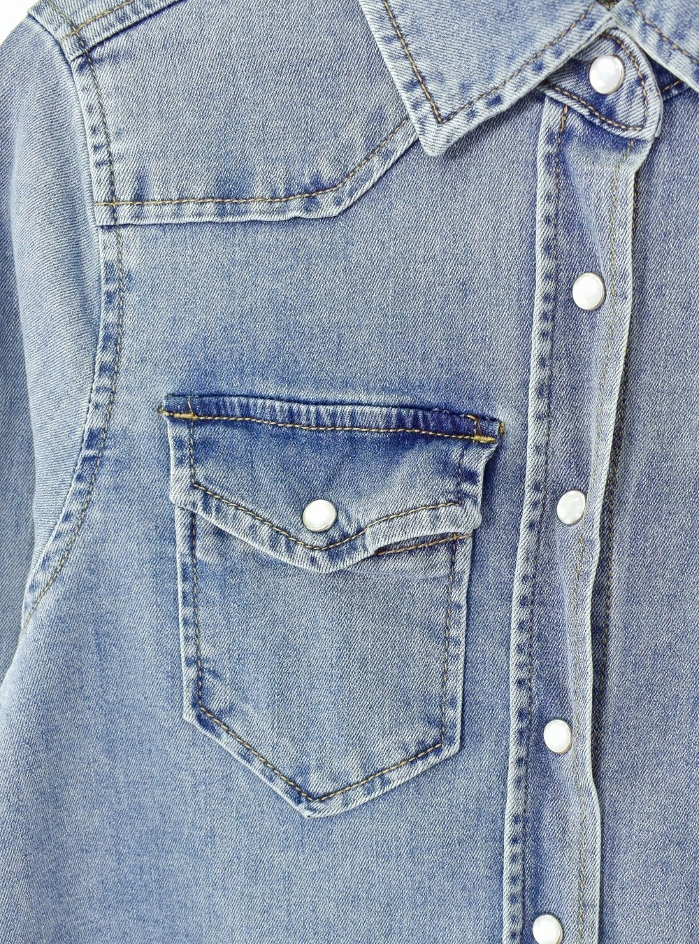 Camisa denim botones perla