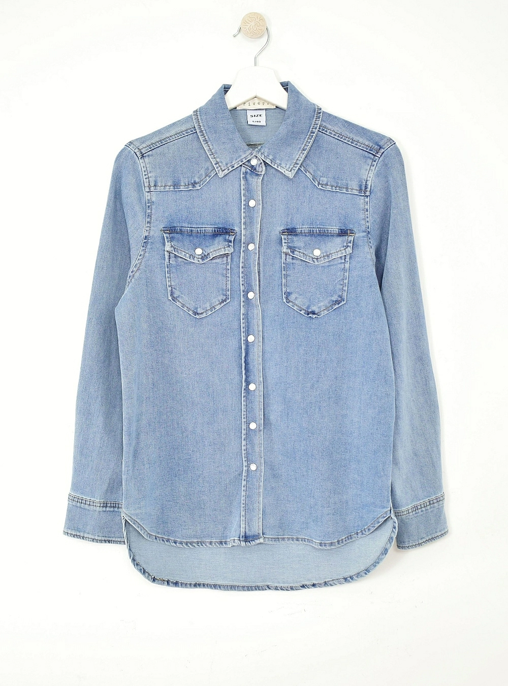 Camisa denim botones perla