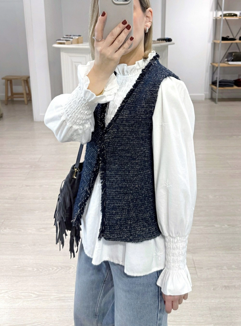 Chaleco jaspeado lurex hilos