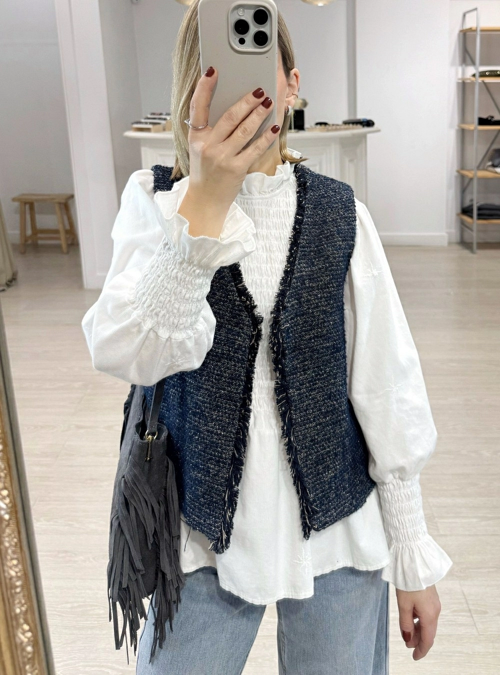 Chaleco jaspeado lurex hilos