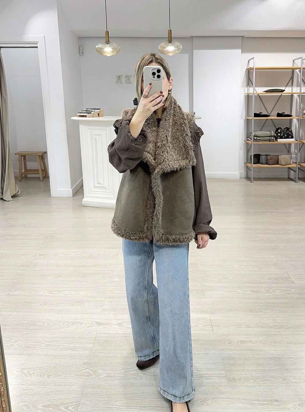 Chaleco pelo y antelina