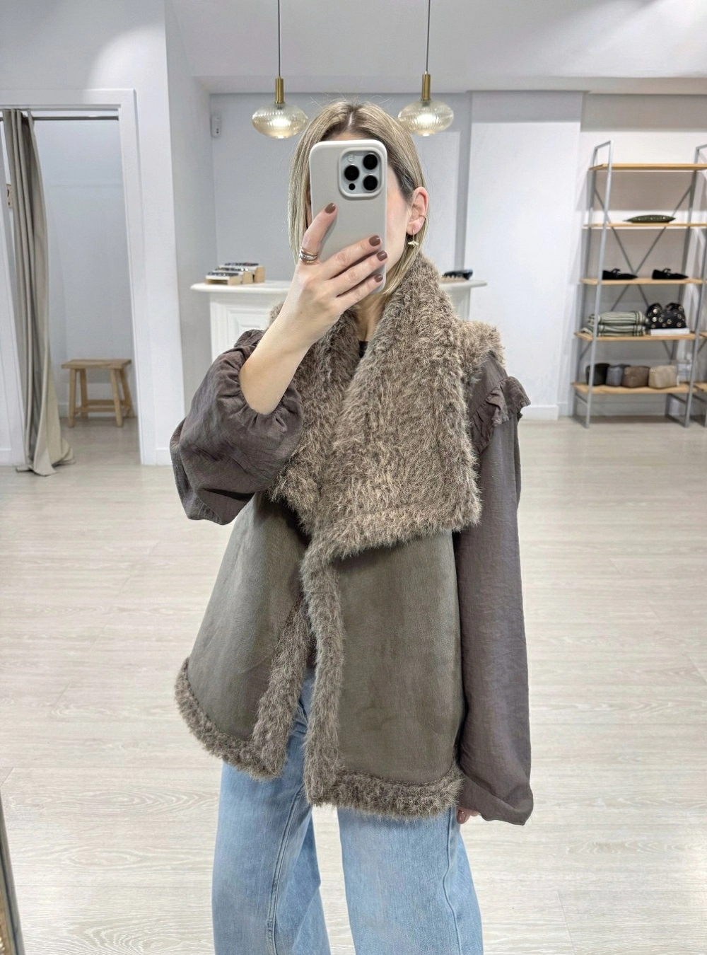 Chaleco pelo y antelina