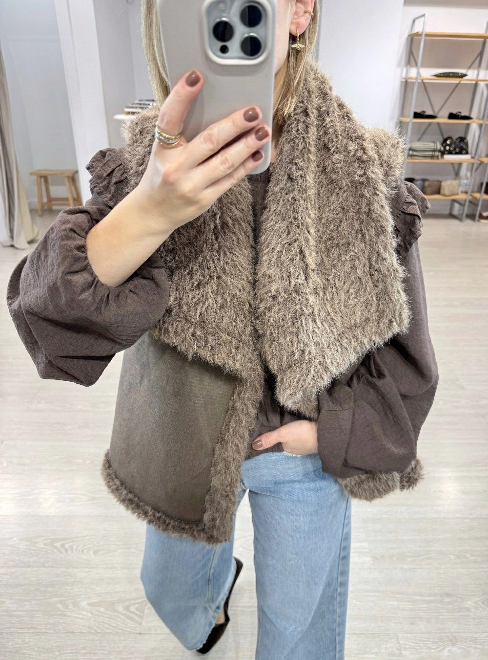 Chaleco pelo y antelina