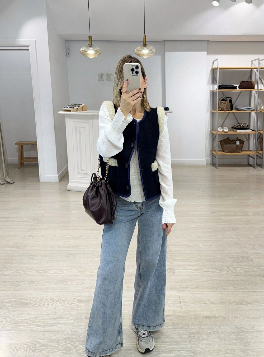 Chaleco pelo y herringbone Chaleco pelo y herringbone