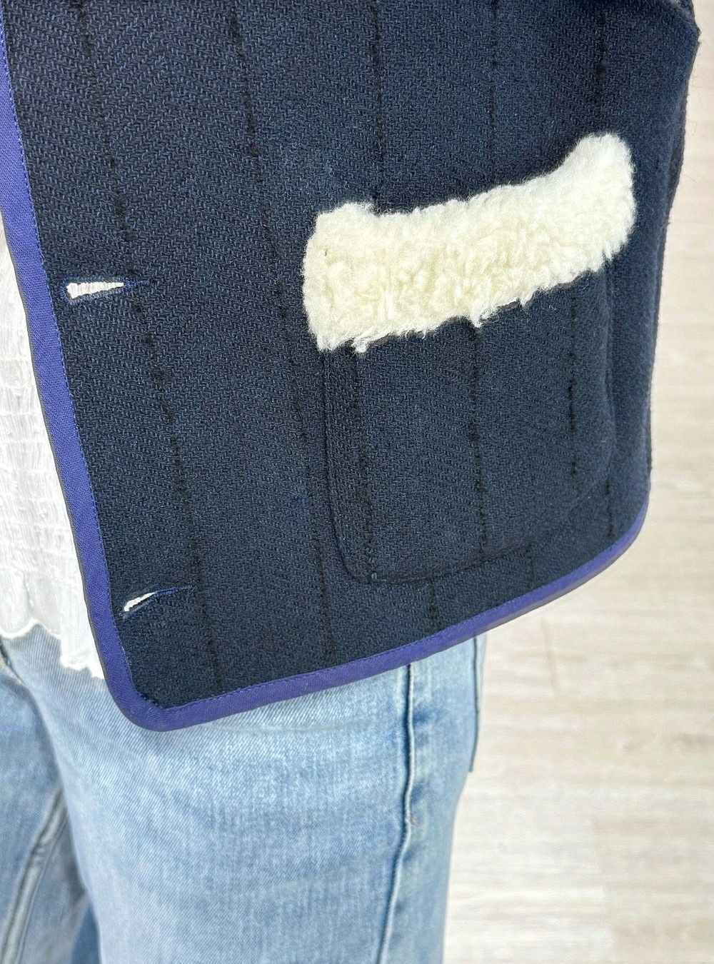 Chaleco pelo y herringbone Chaleco pelo y herringbone