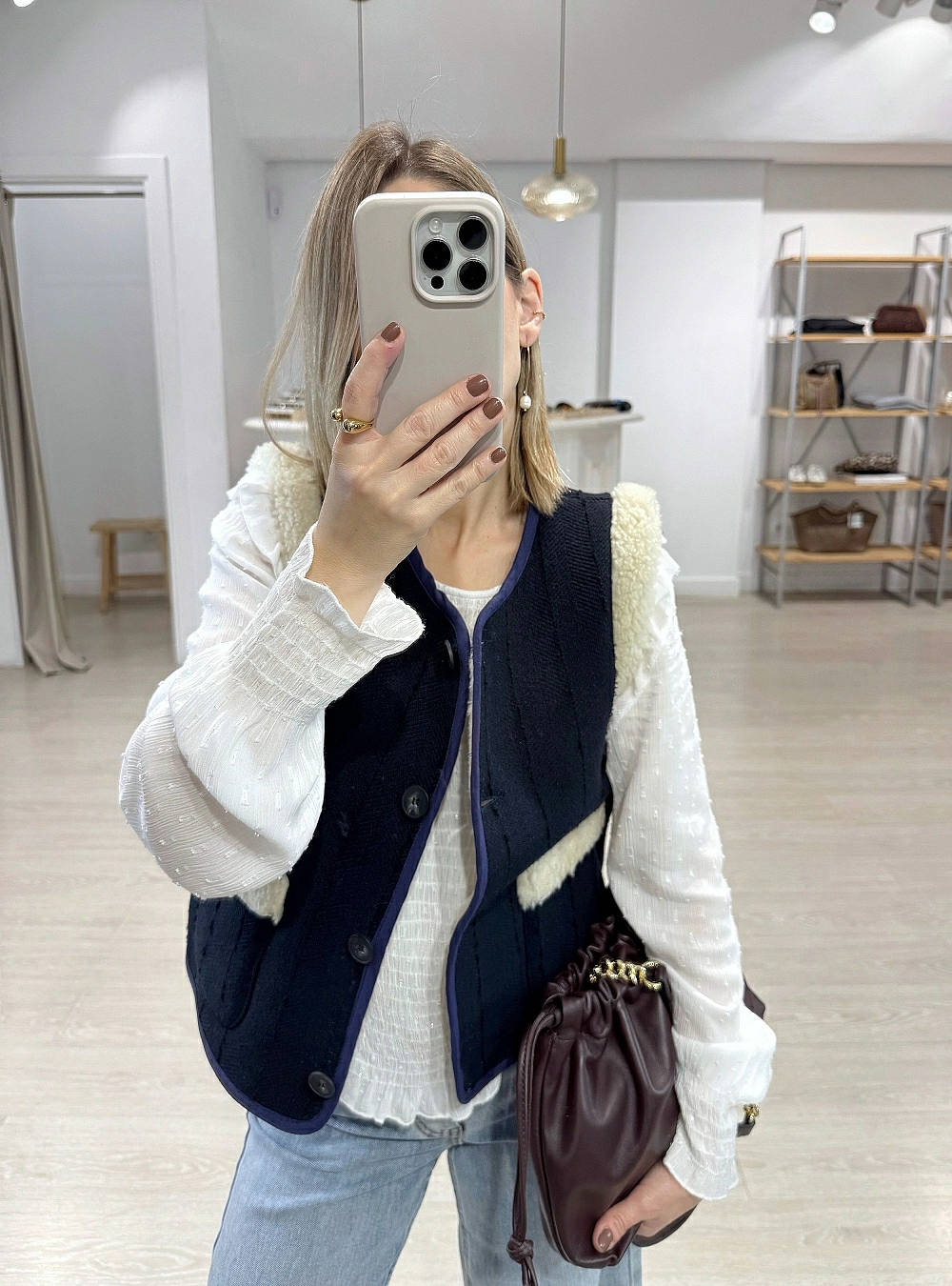 Chaleco pelo y herringbone