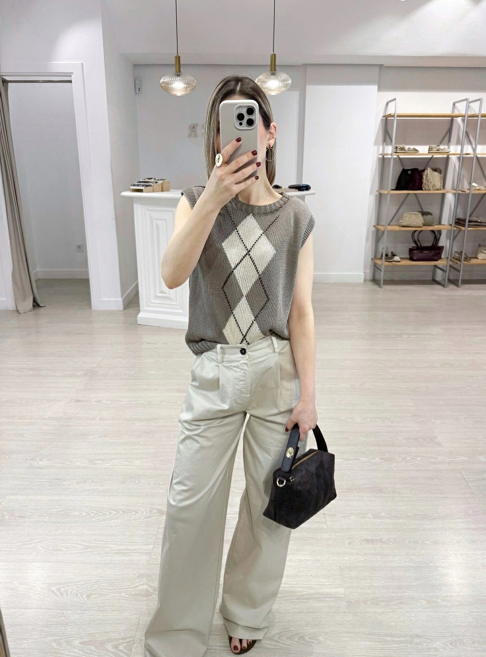 Chaleco punto estampado rombos (solo disponible online)