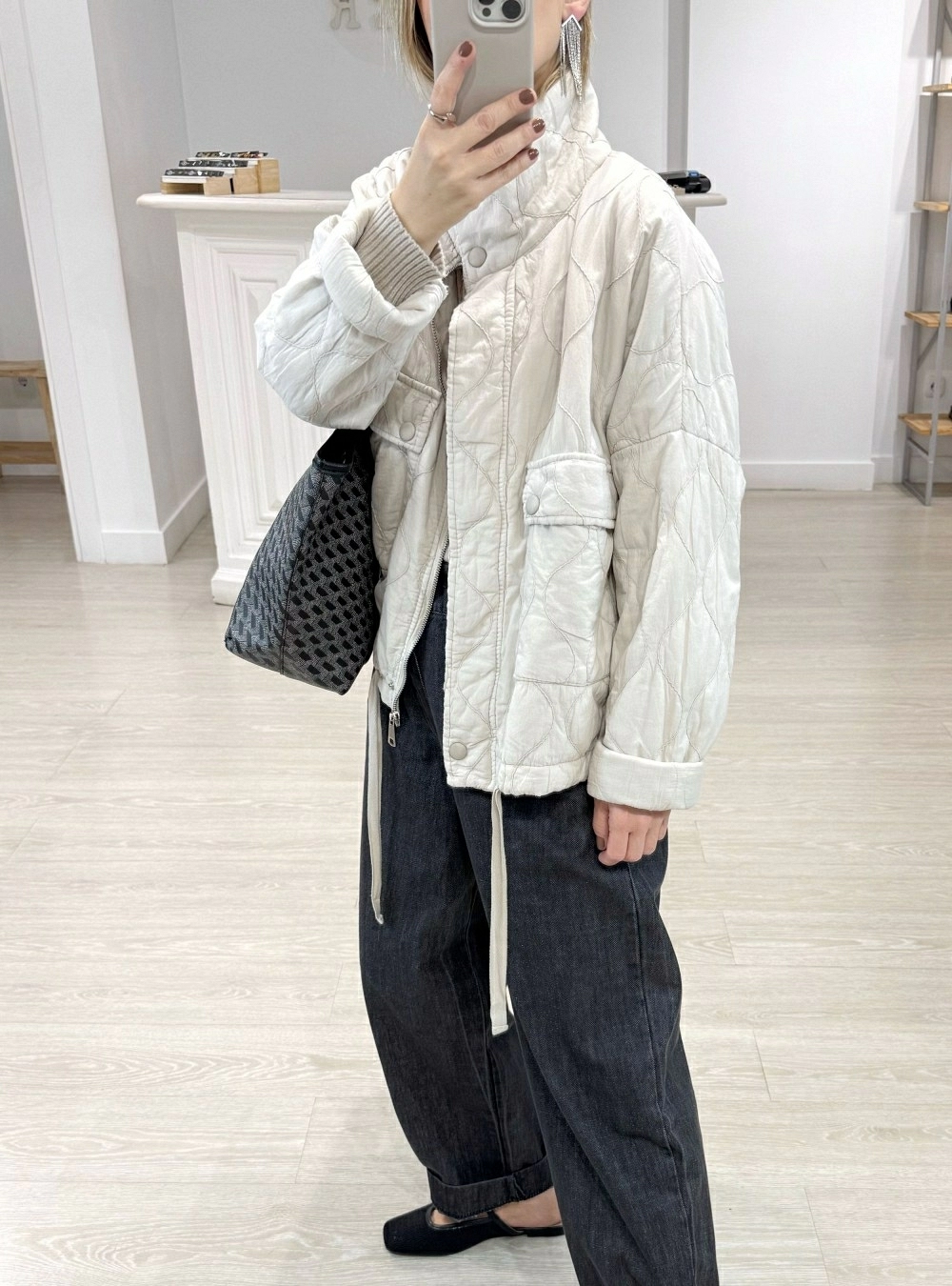 Chaqueta acolchada costura relieve