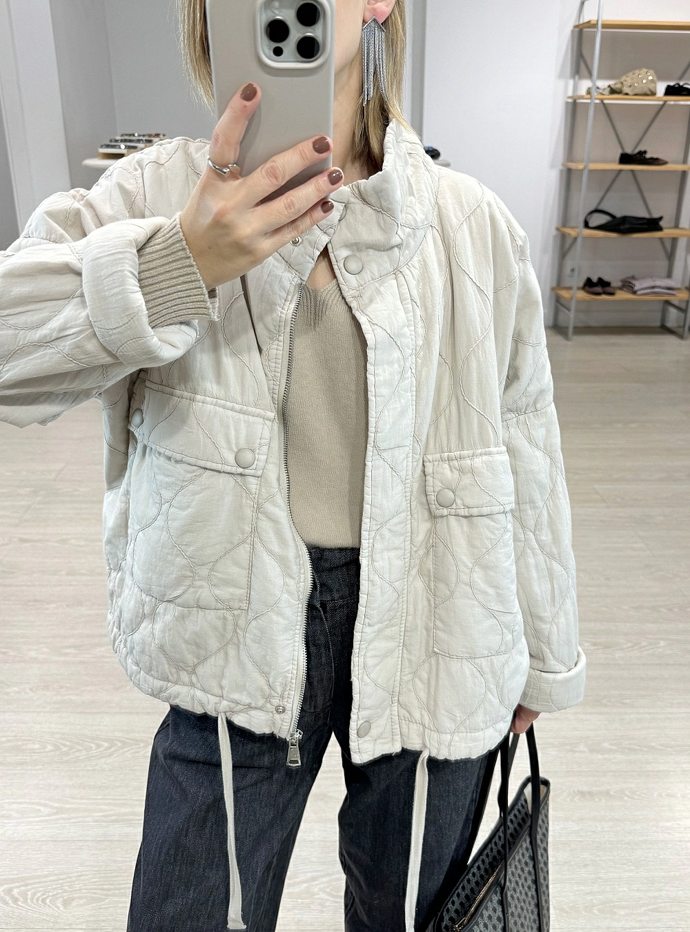 Chaqueta acolchada costura relieve