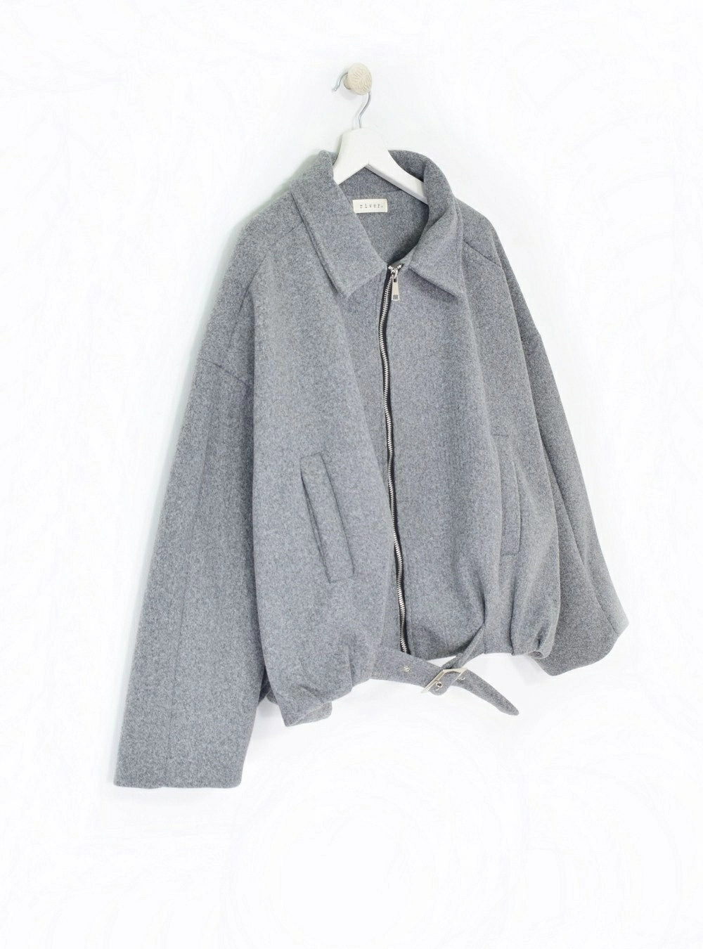 Chaqueta cremallera borde recogido Chaqueta cremallera borde recogido