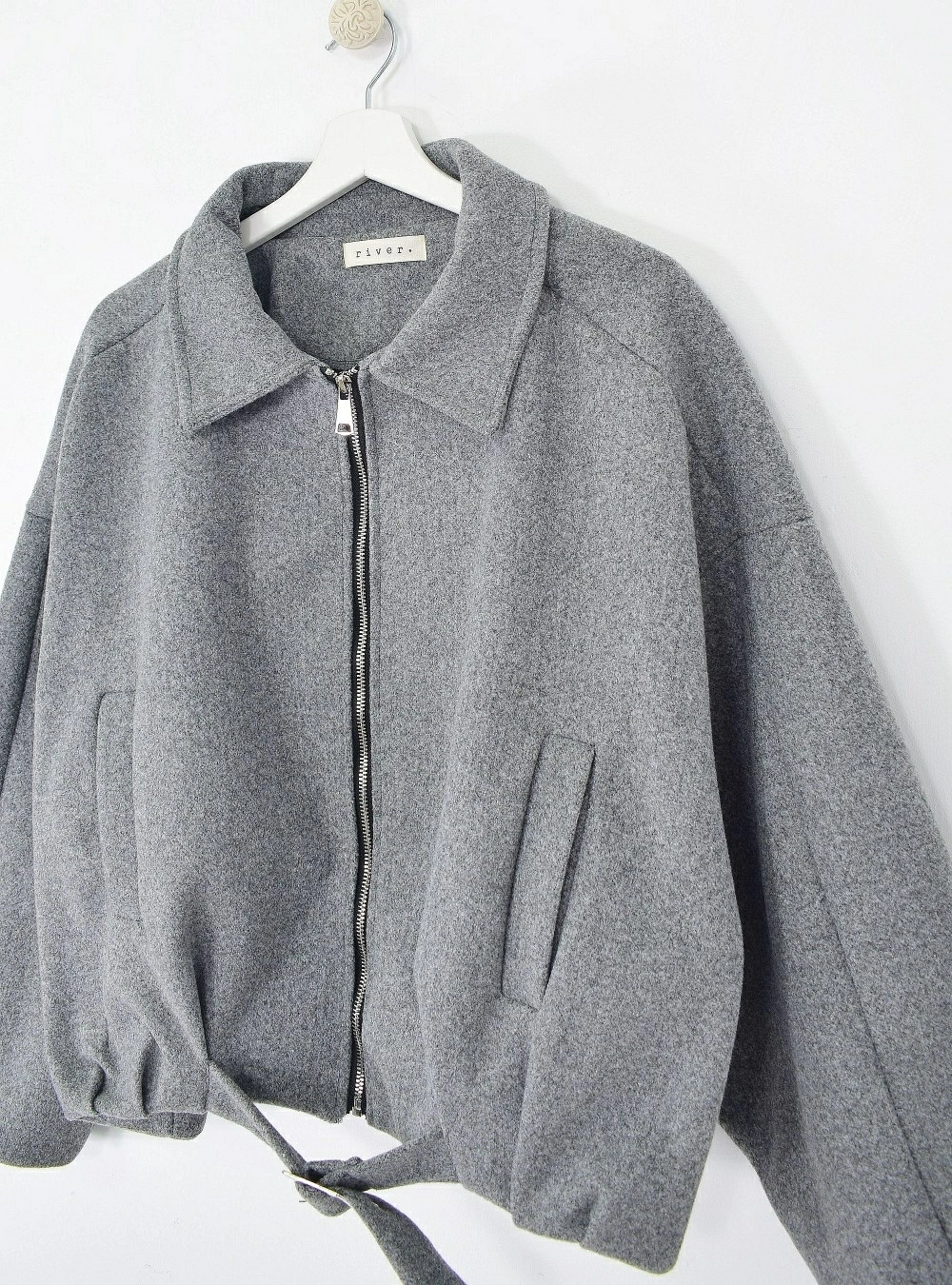 Chaqueta cremallera borde recogido Chaqueta cremallera borde recogido