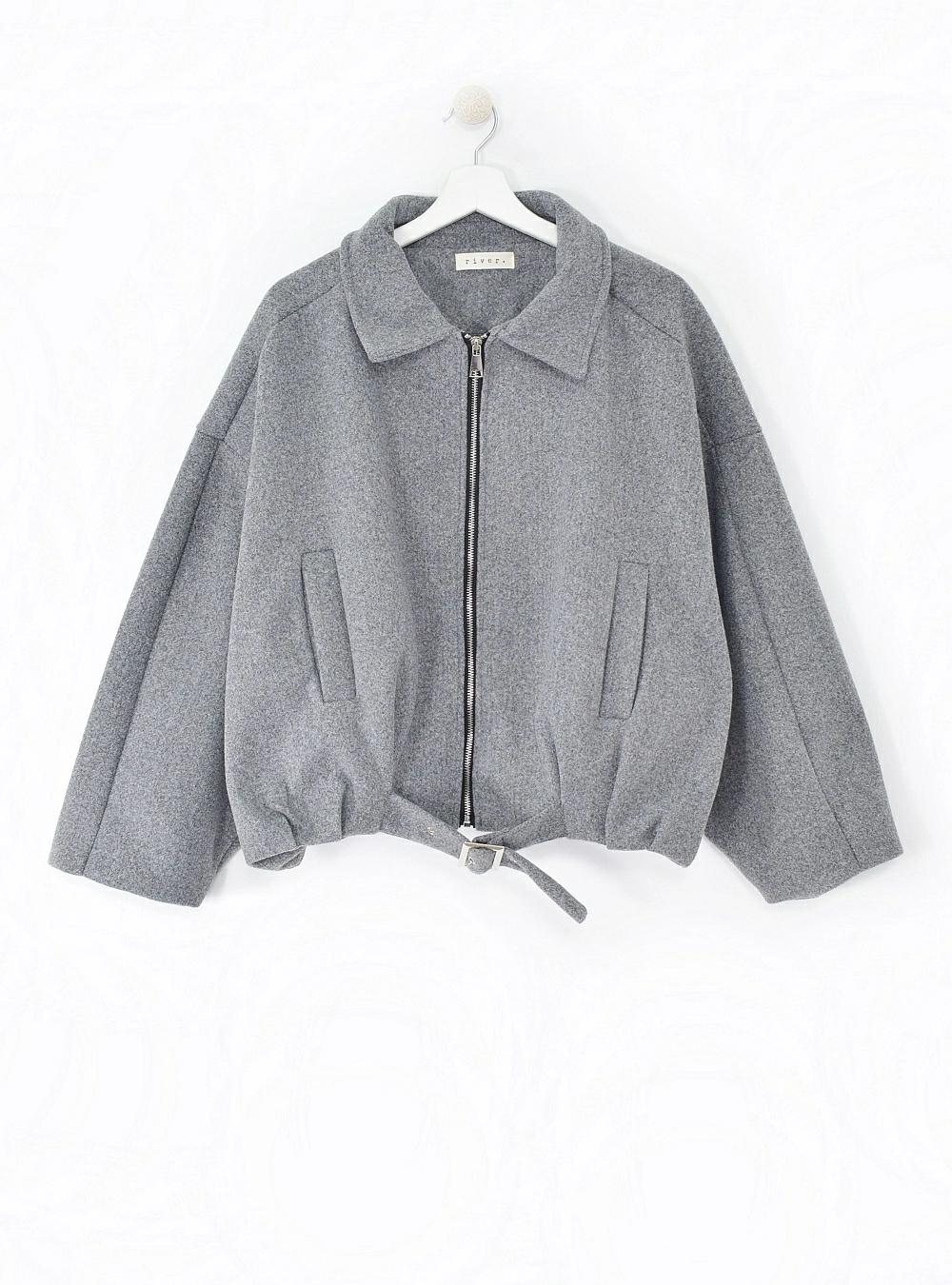 Chaqueta cremallera borde recogido Chaqueta cremallera borde recogido