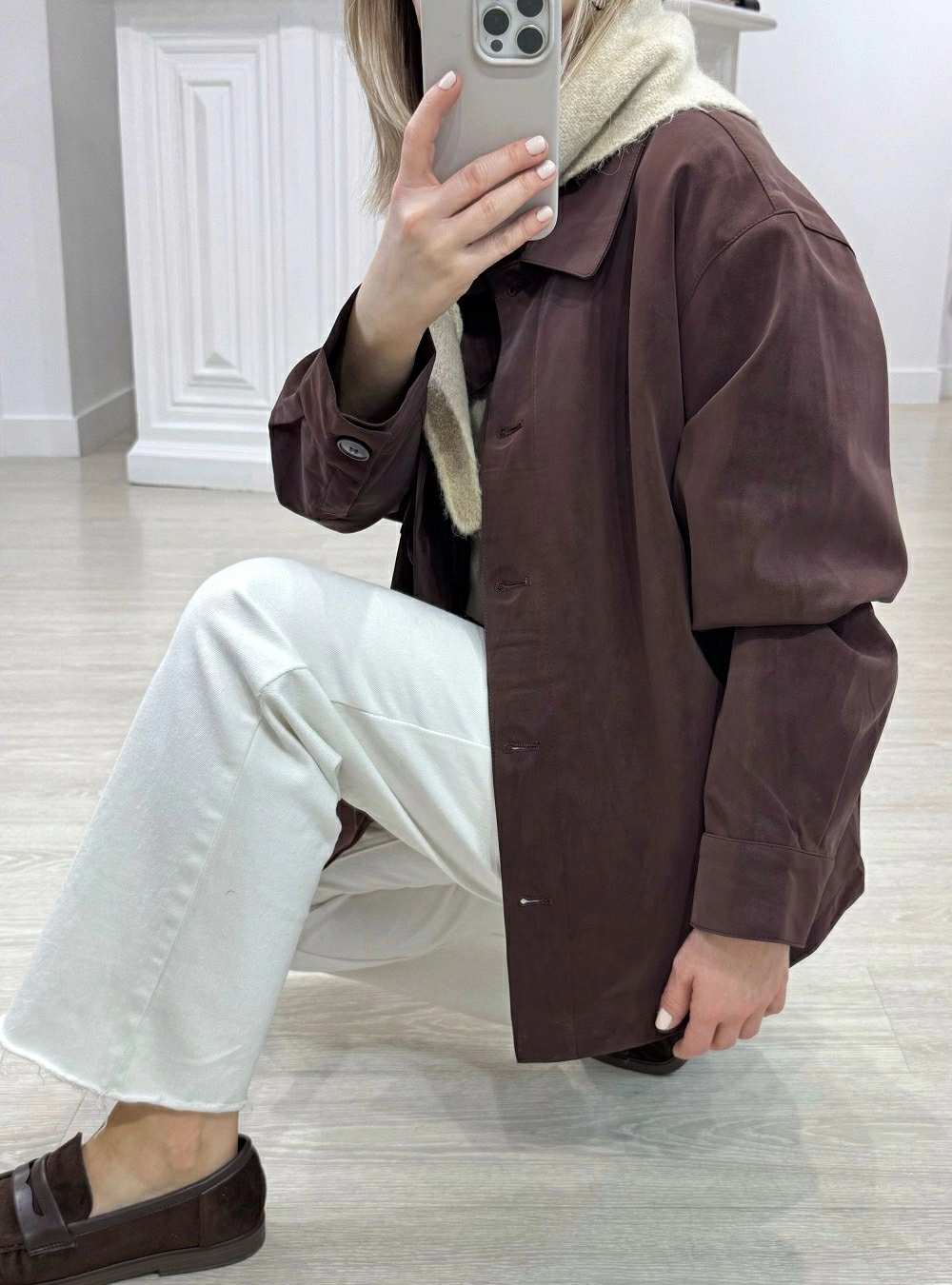 Chaqueta efecto ante botones