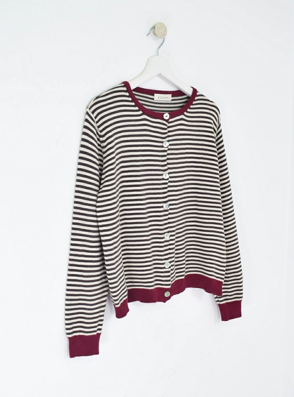 Chaqueta punto fine rayas bordes Chaqueta punto fine rayas bordes