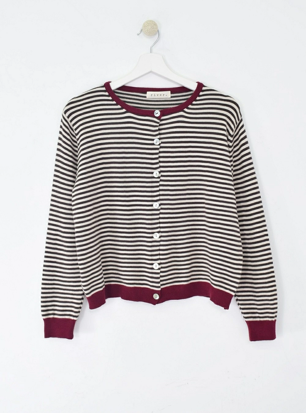 Chaqueta punto fine rayas bordes Chaqueta punto fine rayas bordes