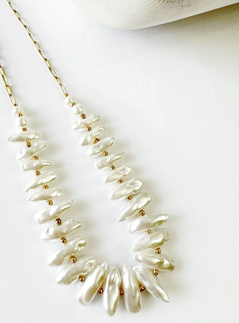 Collar acero perlas alargadas