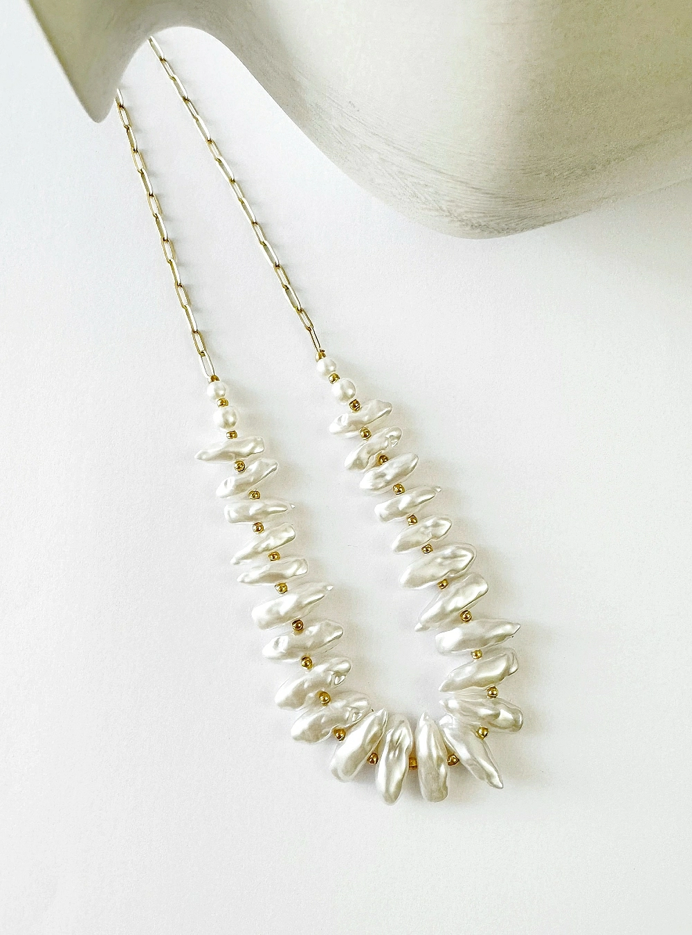 Collar acero perlas alargadas